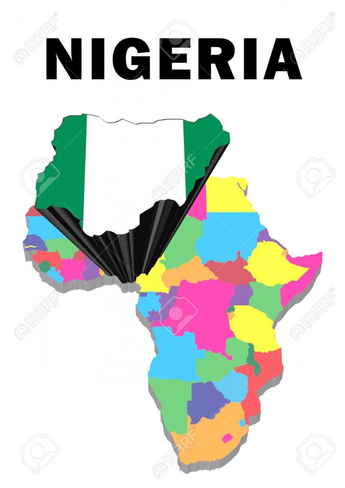 карта Афрыкі з нігерыяй падкрэсліў