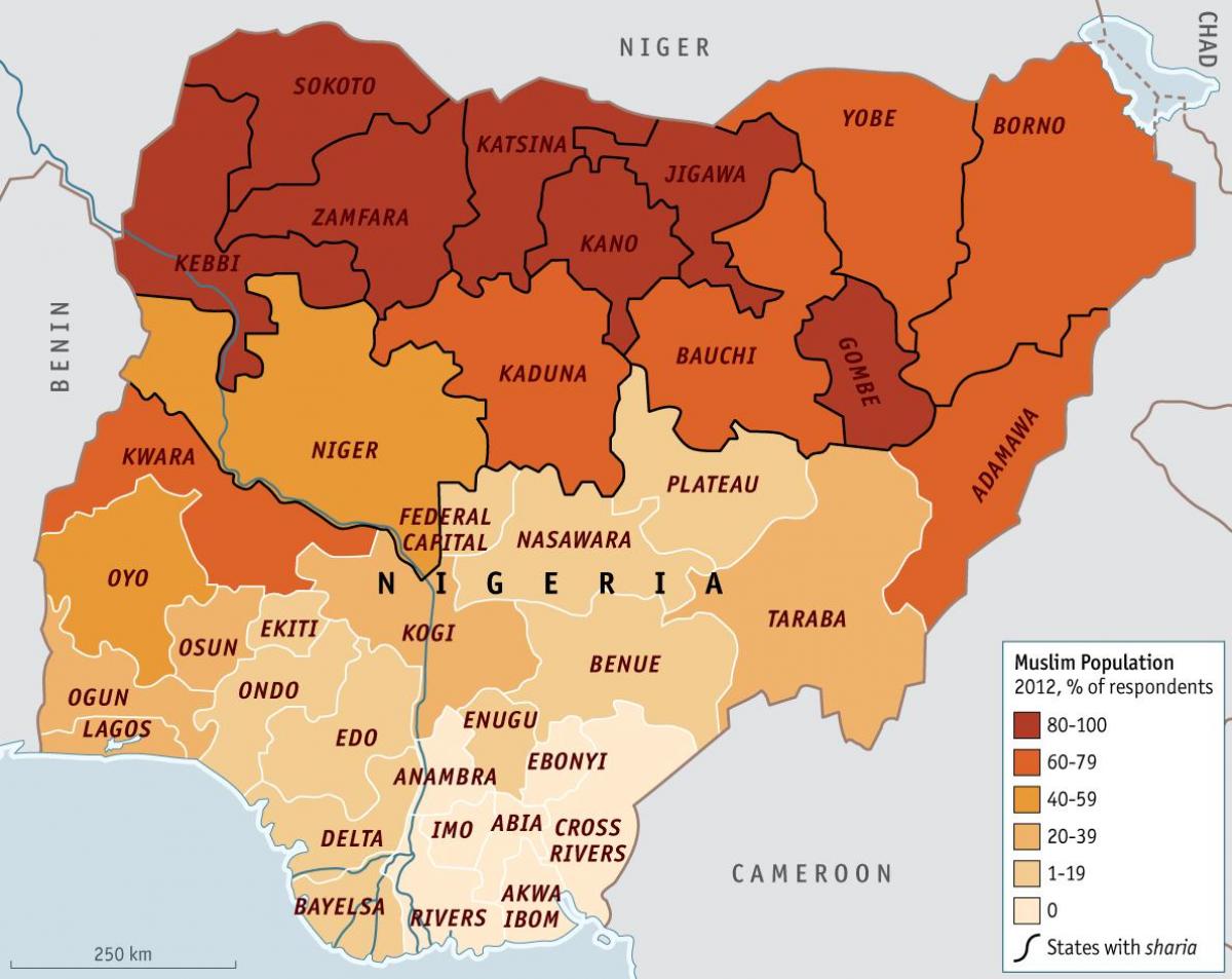 Карта Нігерыі рэлігіі