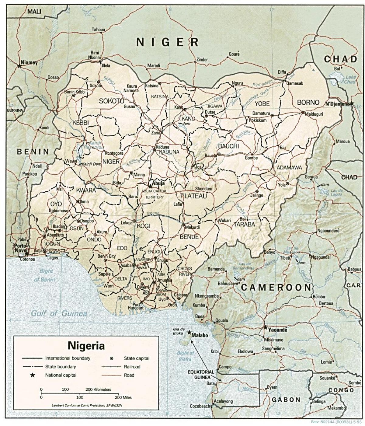карта схема Нігерыя 
