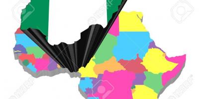Карта Афрыкі з нігерыяй падкрэсліў
