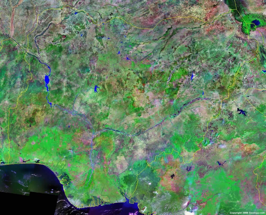 Карта Нігерыі горы