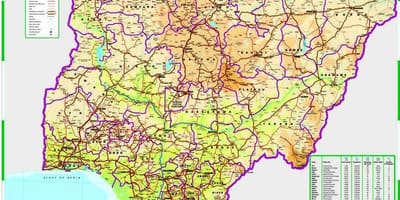 Карта Нігерыі дарозе адлегласць