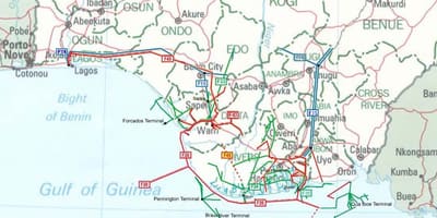 Карта газаправода Нігерыя 
