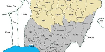 Карта паўночных Штатаў Нігерыі