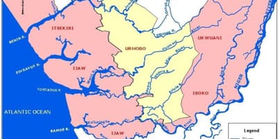 Карта Нігерыі з указаннем асноўных рэк