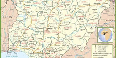 Поўная карта Нігерыі
