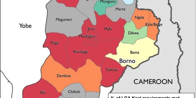 Карту паўночна-ўсходняй Нігерыі