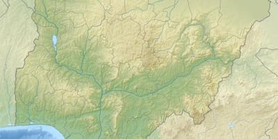 Карта Нігерыі з указаннем рэльефу і водаадводу