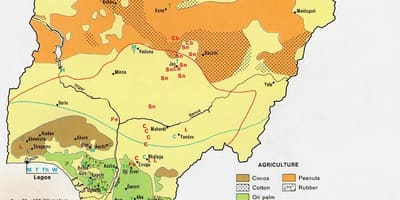 Карта сельскай гаспадаркі Нігерыі
