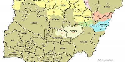 Карта Нігерыі з 36 дзяржавамі